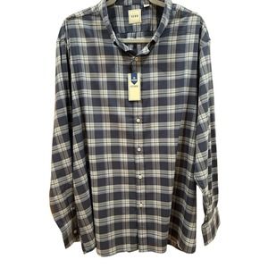 Rowm Designer Blue Plaid XXL * Long Sleeve Collared Shirt Versatile Mens Fashion